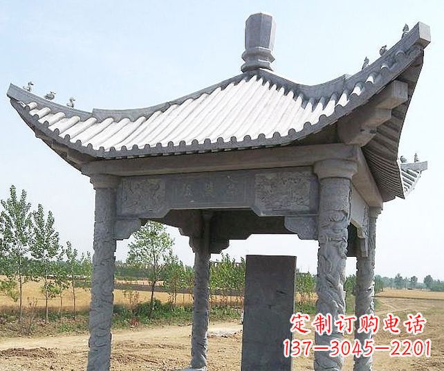 泰安园林景观单层石雕凉亭 (4)
