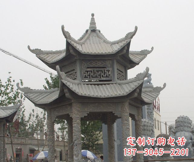 泰安园林景观仿古石雕凉亭 (2)