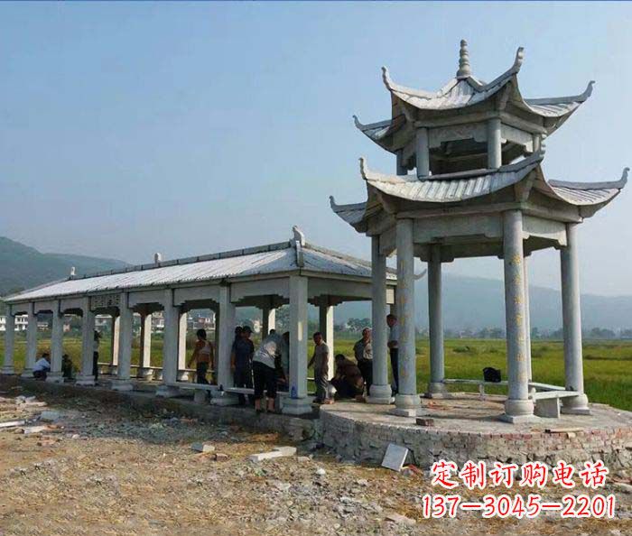 泰安园林景观仿古石雕长廊凉亭