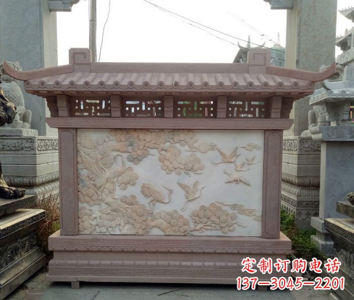 泰安园林景观松鹤石浮雕影壁