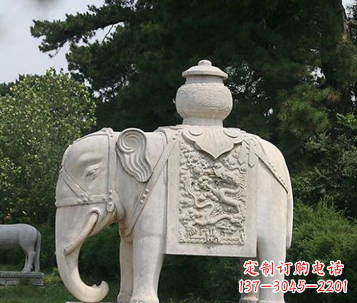 泰安园林景观驮宝大象石雕