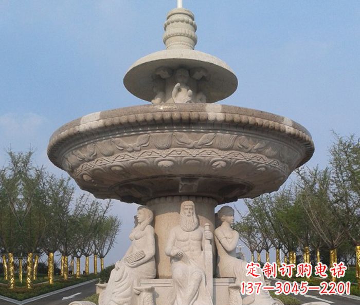 泰安园林景观西方人物喷泉石雕 (2)