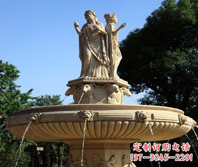 泰安园林景观西方人物喷泉石雕