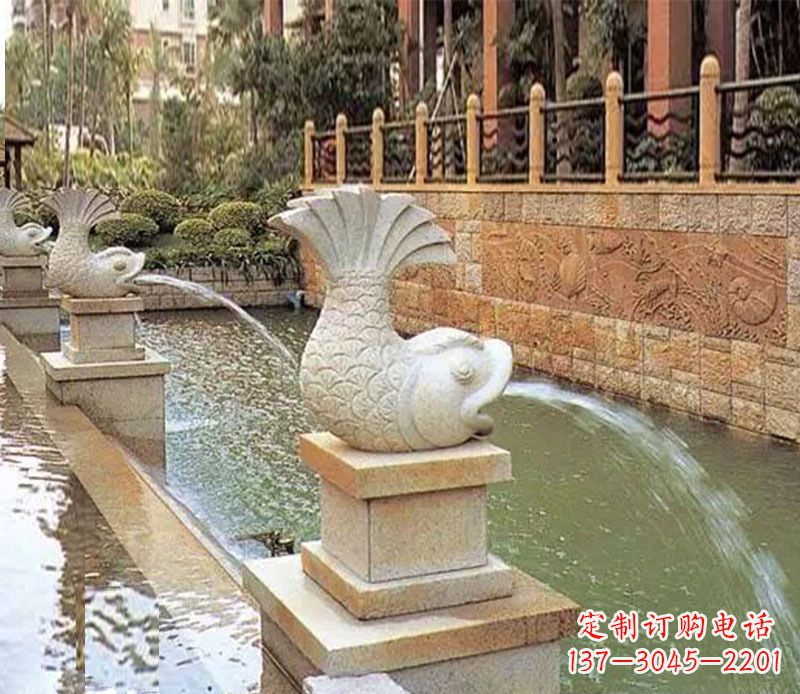 泰安园林鲤鱼喷泉景观石雕