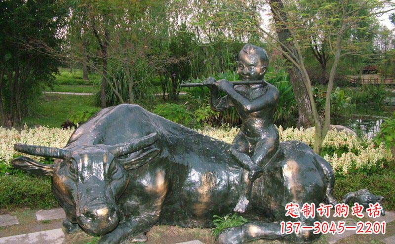 泰安园林牧童牛景观铜雕