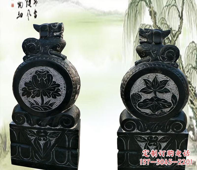 泰安园林貔貅门墩石雕