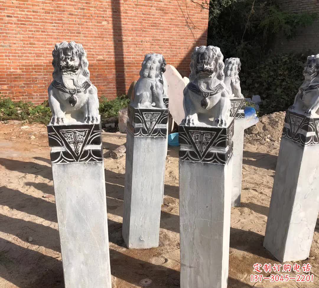 泰安园林石雕狮子拴马桩