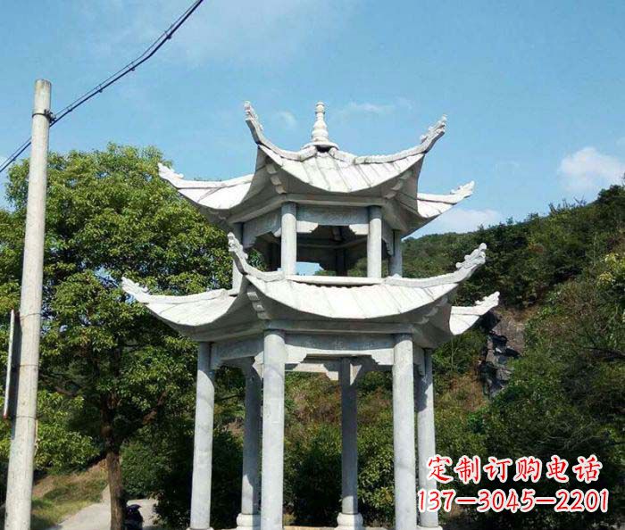 泰安园林双层凉亭石雕