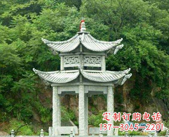 泰安园林双层六角石凉亭景观石雕