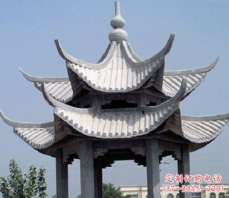 泰安园林双层石凉亭景观石雕
