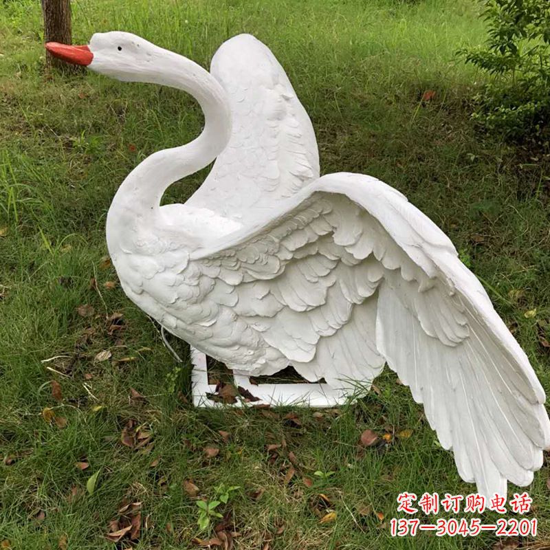 泰安展翅飞翔白天鹅仿真发光动物雕塑