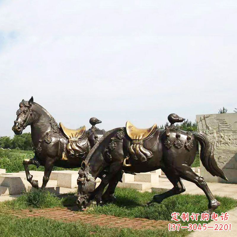 泰安战马群公园景区动物情景雕塑