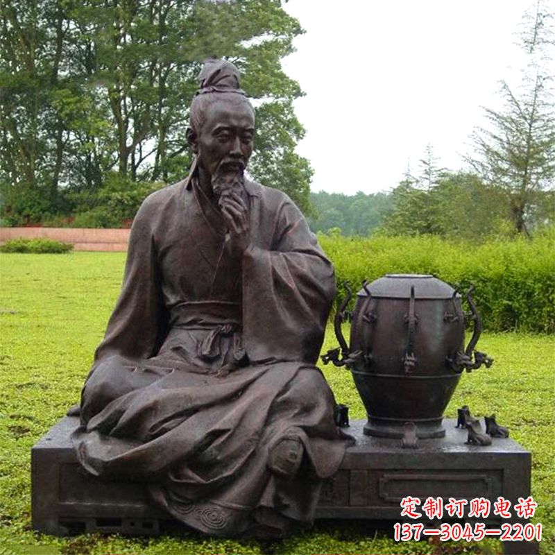 泰安张衡与地动仪铜雕景观-公园园林历史名人情景雕塑