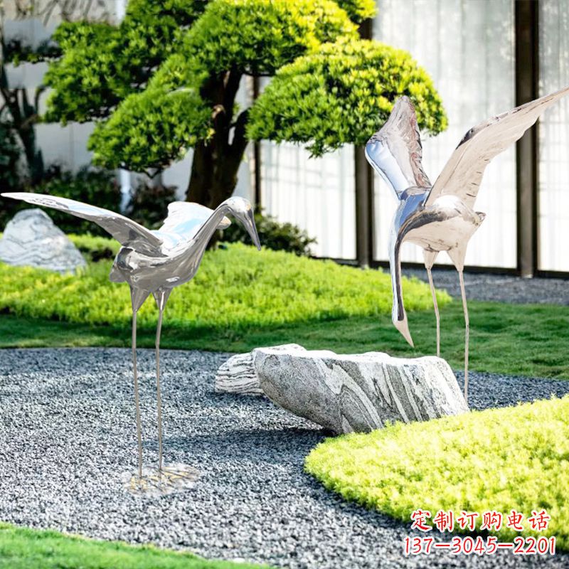 泰安长春不锈钢动物鹤雕塑