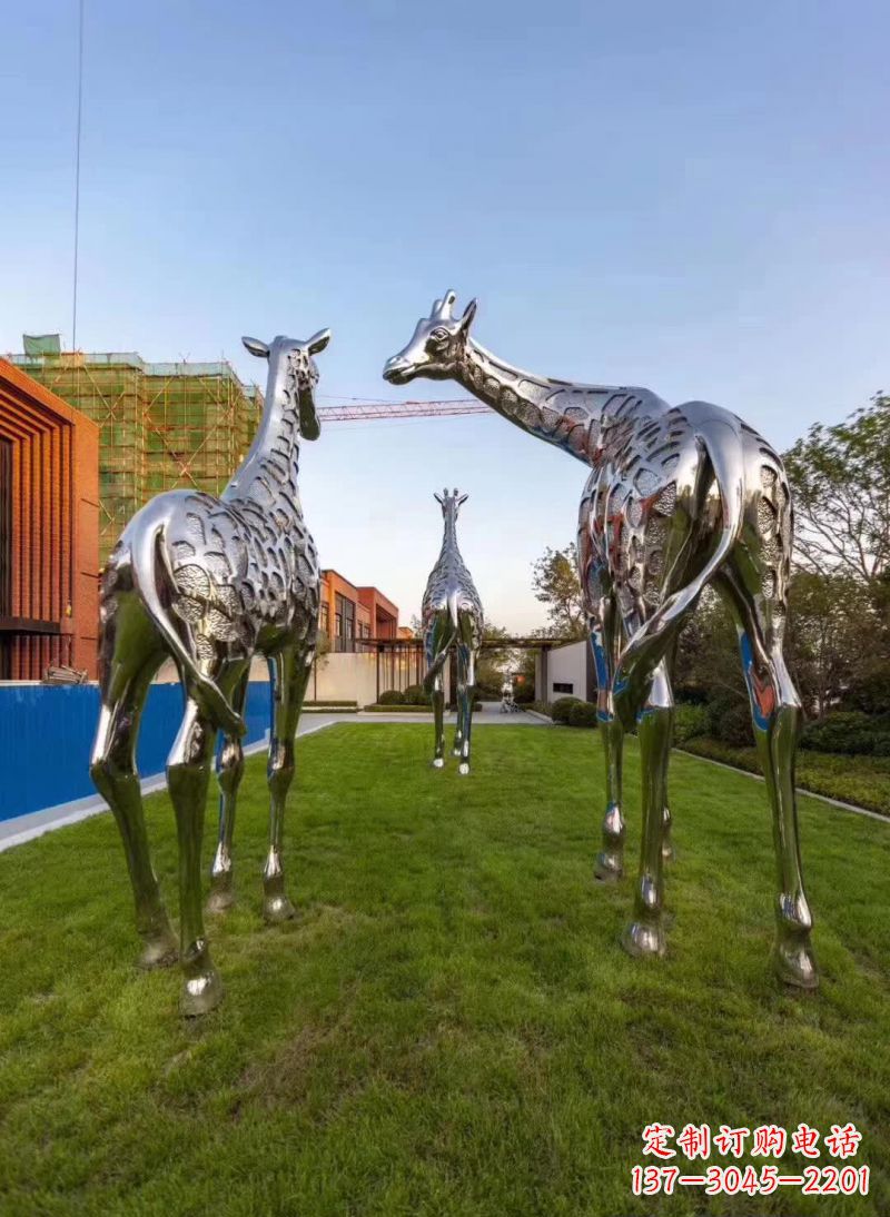 泰安长颈鹿不锈钢雕塑 