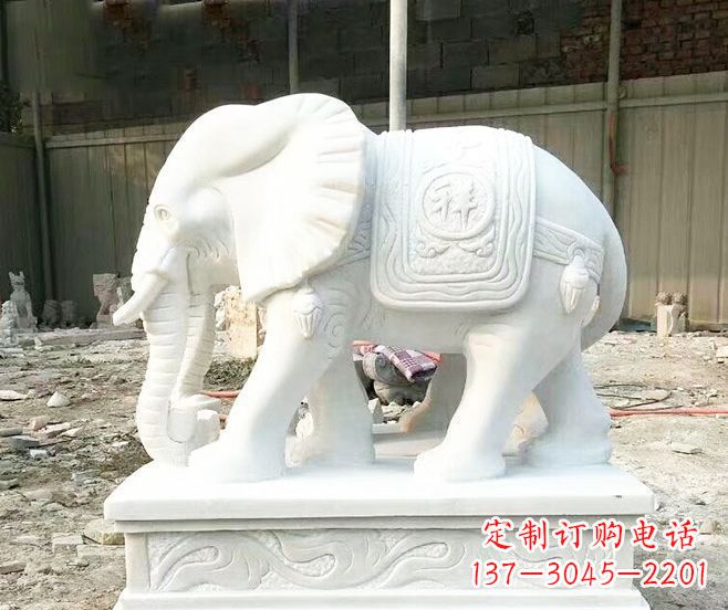 泰安招财动物汉白玉大象石雕 (3)
