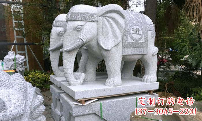 泰安招财进宝大理石门口大象雕塑