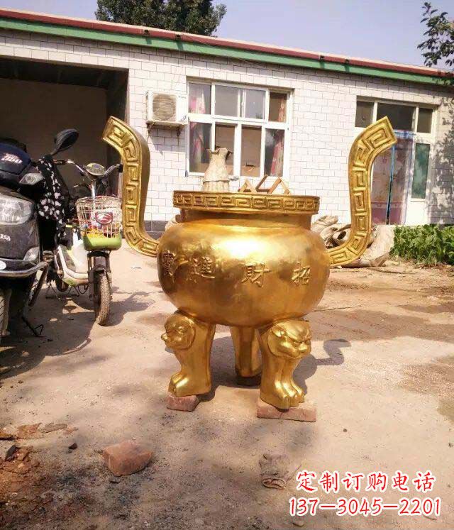 泰安招财进宝香炉寺庙铜雕