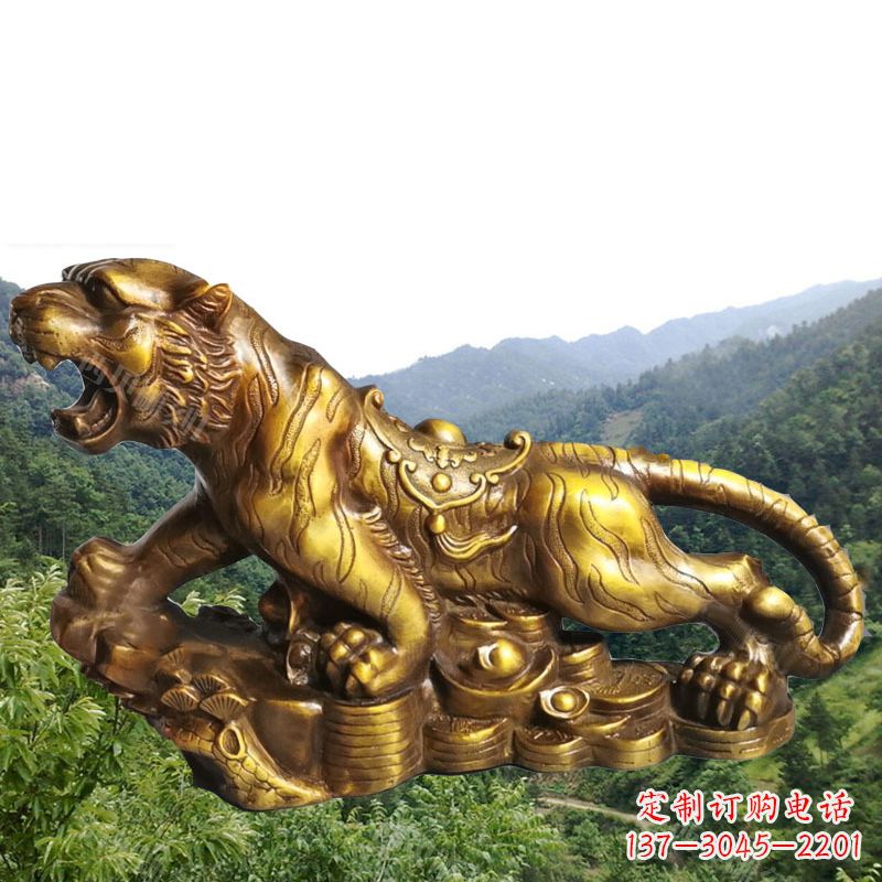 泰安招财老虎漆金12生肖动物雕塑