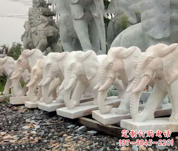 泰安招财晚霞红大象石雕 (3)