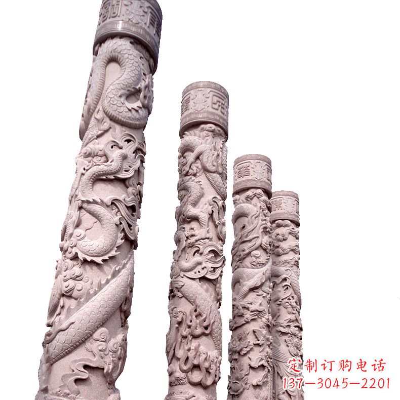泰安中国传统龙柱石雕
