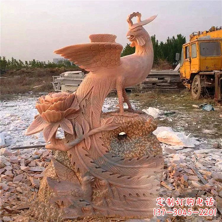 泰安中国古代传说中的瑞鸟凤凰牡丹石雕