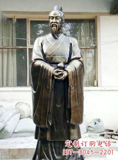 泰安中国古代名医扁鹊铸铜雕像半身像