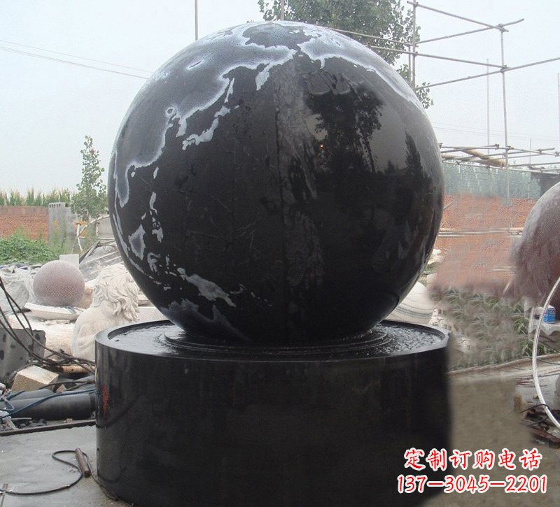 泰安中国黑风水球石雕