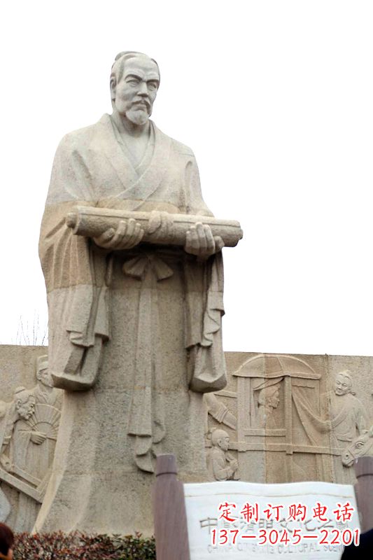 泰安中国历史名人北宋绘画大师清明上河图画家张择端汉白玉石雕像