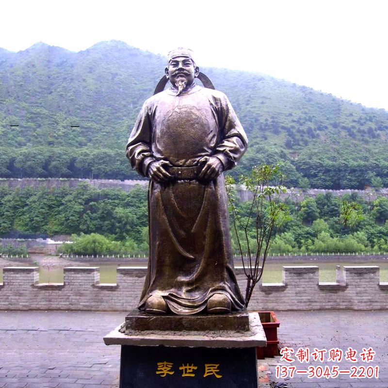 泰安中国历史名人唐初著名帝王李世民铸铜雕像