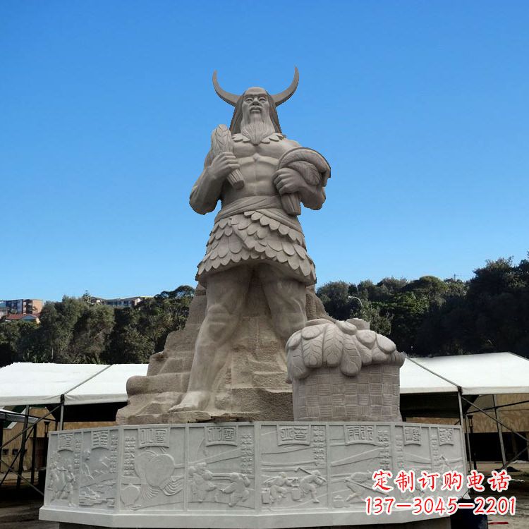 泰安中国上古人物人文初祖汉白玉神农雕像