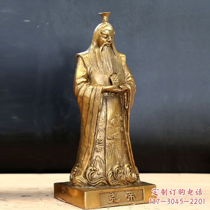 泰安中国上古时期部落联盟首领尧帝铸铜雕像