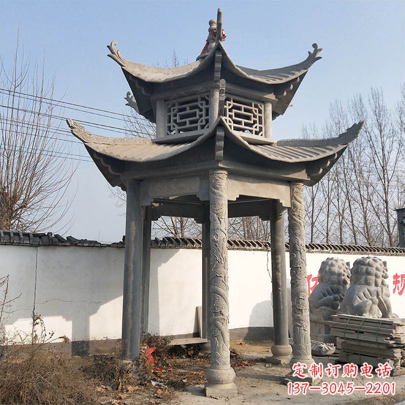 泰安中式双层石雕凉亭