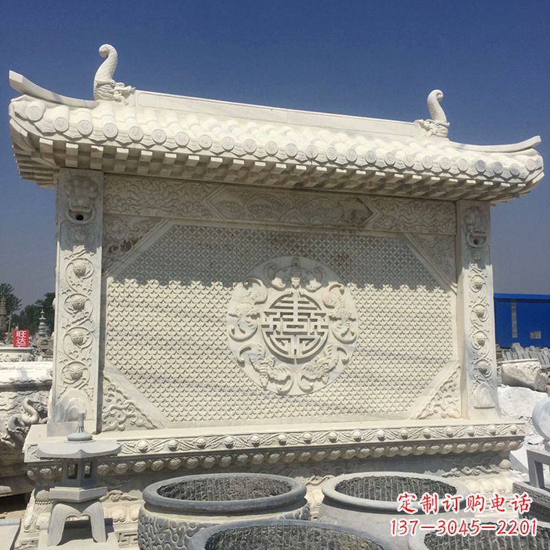 泰安中式庭院影壁石雕-中国古建大门萧墙