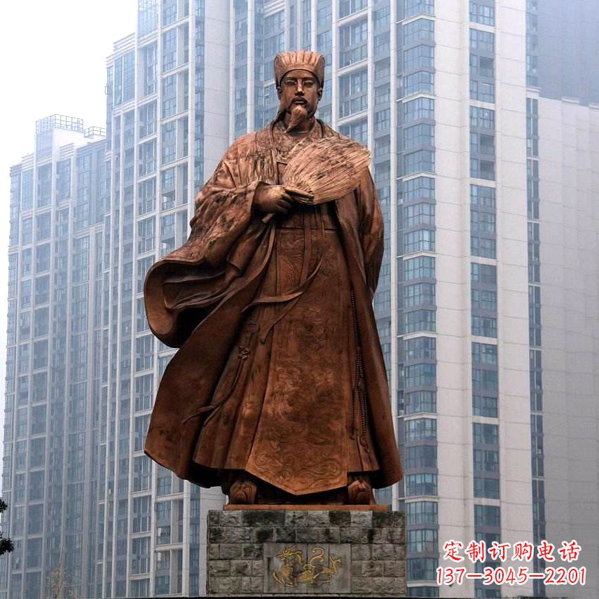 泰安诸葛亮城市景观铜雕像-中国古代著名人物三国谋士卧龙先生雕塑
