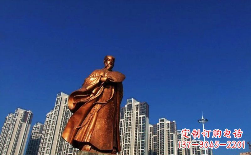 泰安诸葛亮古代名人铜雕 (2)