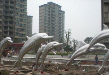 泰安小区不锈钢跳跃海豚雕塑