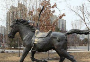 泰安小区动物奔跑的马铜雕