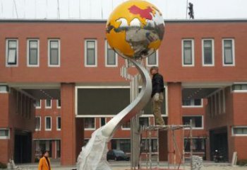 泰安学校不锈钢地球雕塑