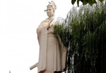 泰安虞姬砂岩石雕-景区园林古代人物著名美女雕像