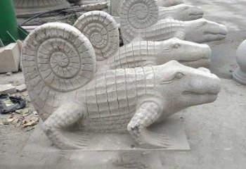 泰安园林水池水景鳄鱼砂岩喷水雕塑