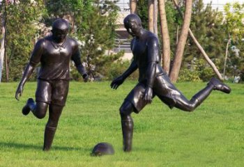 泰安园林踢足球人物铜雕