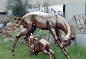 泰安园林铜雕母子鹿雕塑