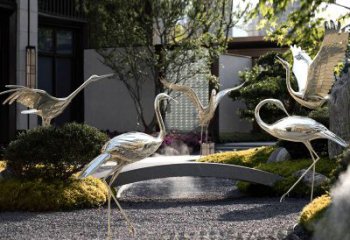 泰安园林装饰仙鹤不锈钢雕塑