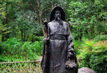 泰安中国古代著名文学家东晋田园诗人陶渊明铜雕塑像