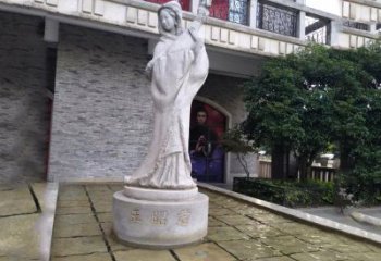 泰安中国历史名人古代美女王昭君弹琵琶石雕像