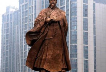 泰安诸葛亮城市景观铜雕像-中国古代著名人物三国谋士卧龙先生雕塑