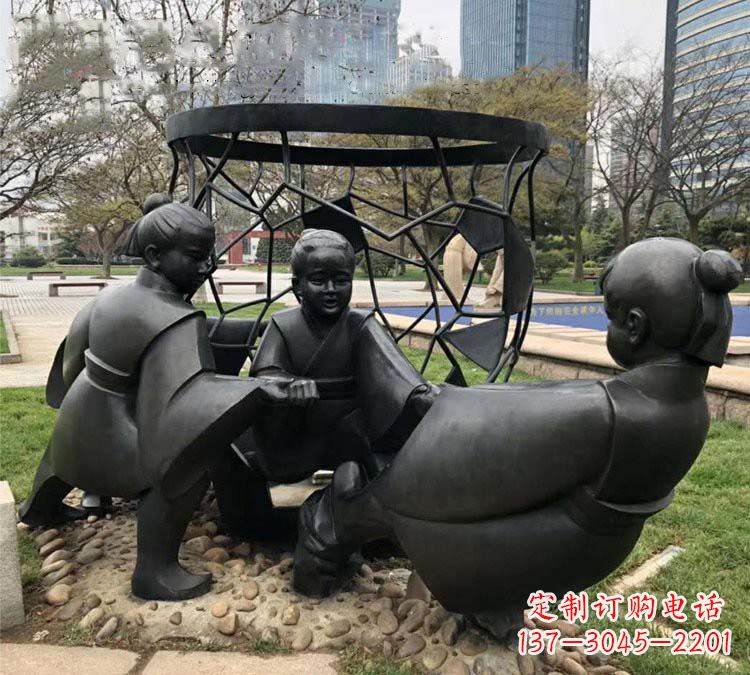 泰安铸铜公园司马光砸缸儿童雕塑