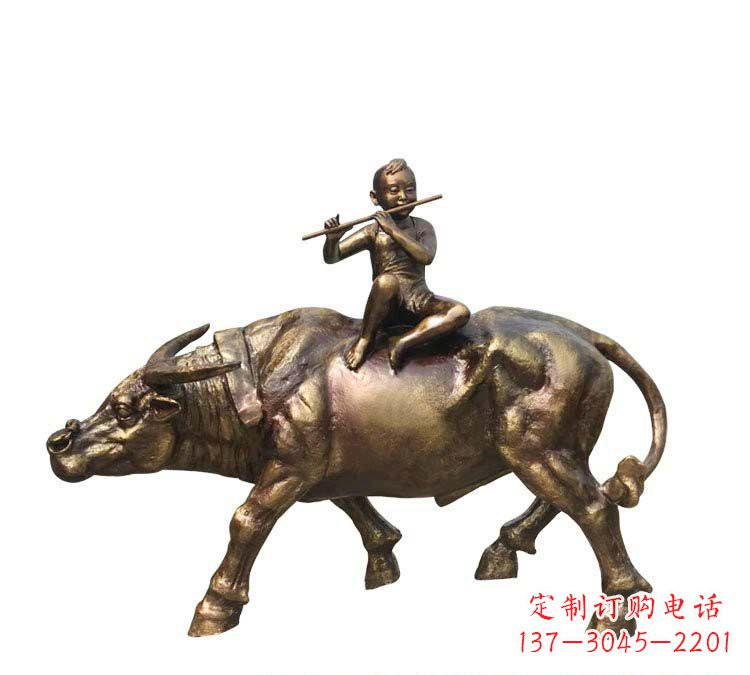 泰安铸铜牧童牛雕塑