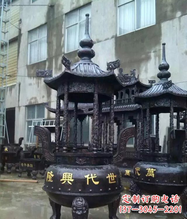 泰安铸铜寺庙香炉铜雕 (3)